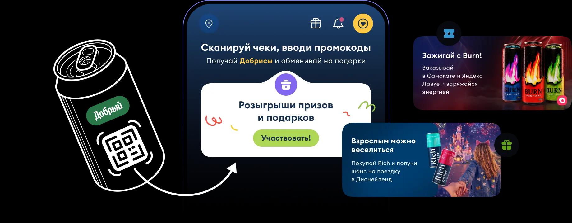 Приложение «Добрый Винбокс»: сканирование чеков, розыгрыши призов и акции партнёров